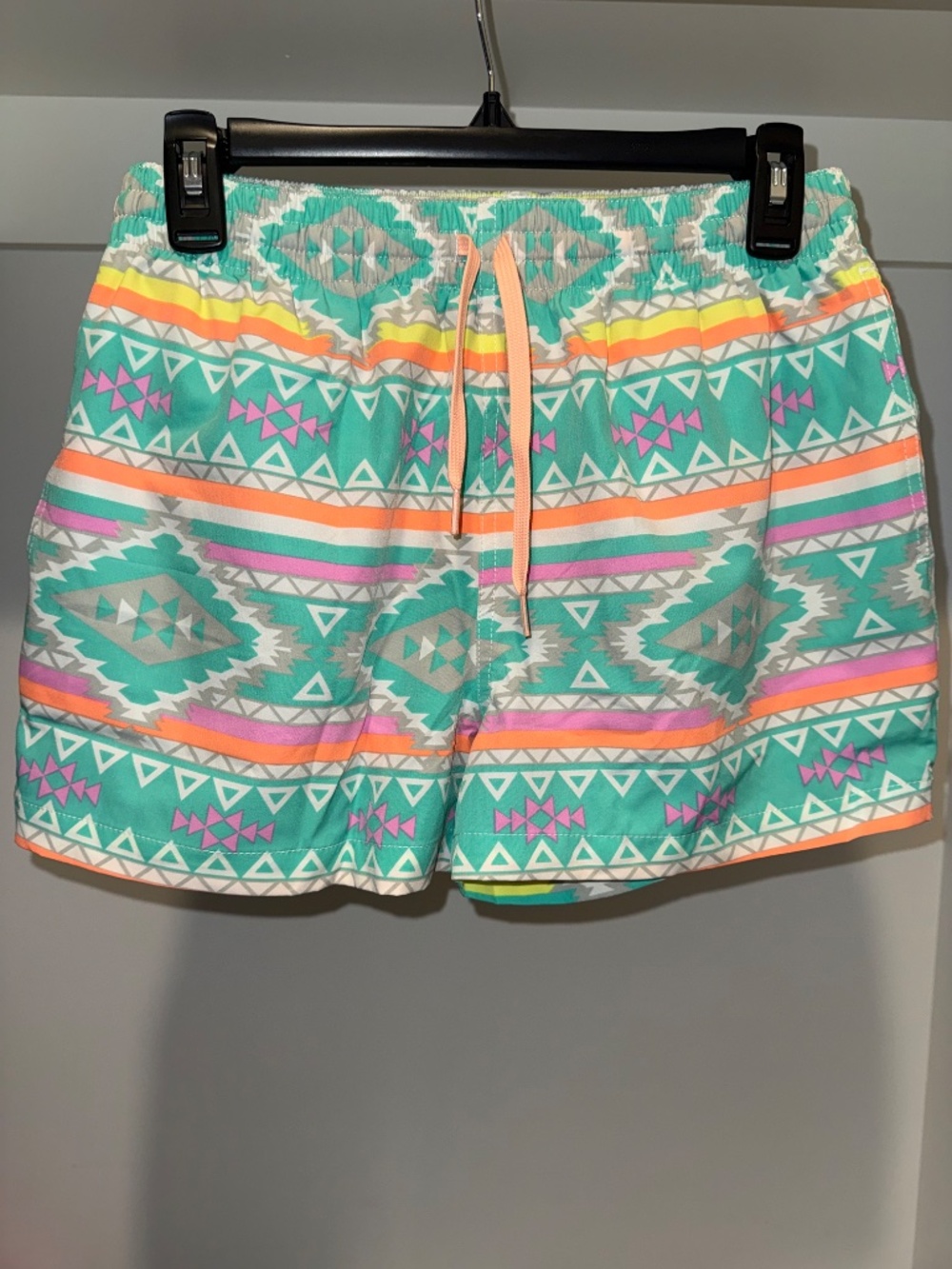Chubbies Men’s Small Swim Trunks Teal Aztec Geometric Print